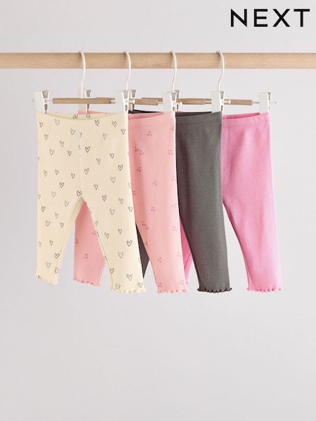 Herzmuster in Pink/Grau - Baby Leggings 4 Pack (0mths-2yrs) (E67034) | 18 € - 21 €