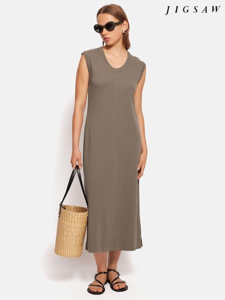 Jigsaw Brown 100% Cotton Column T-Shirt Dress (E67076) | €63