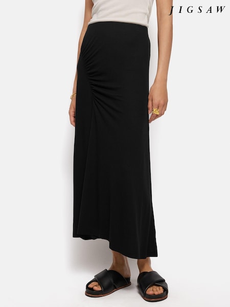 Jigsaw Black Jersey Ruched Skirt (E67082) | €56