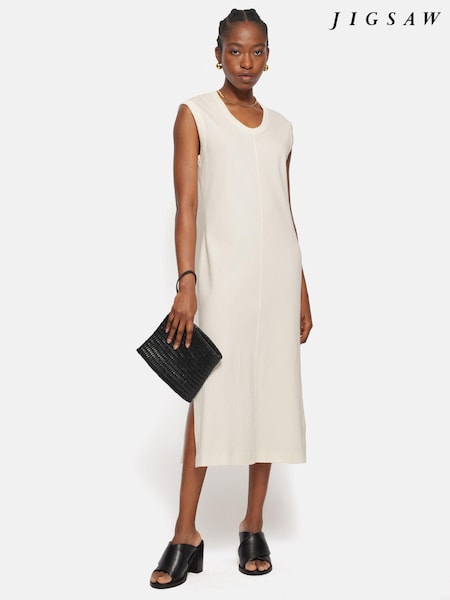 Jigsaw Cream 100% Cotton Column T-Shirt Dress (E67083) | €63