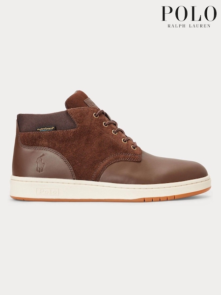 Коричневый - Polo Ralph Lauren Waterproof Leather-Suede Trainers (E67125) | €96