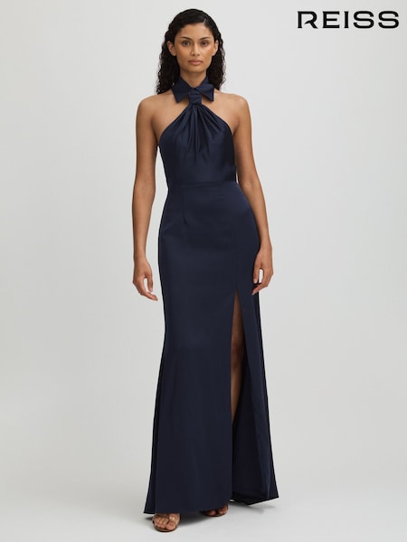 Halston Satin Halter Neck Maxi Dress (E67151) | €928