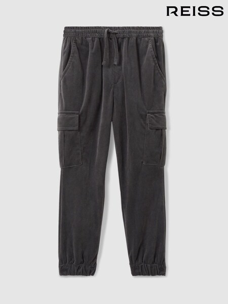 Reiss Steel Grey Aymos 13-14 yrs Corduroy Drawstring Trousers (E67161) | kr882