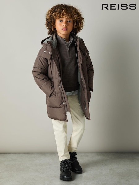 Reiss Chocolate Brown Carston 13-14 yrs Patch-Pocket Quilted Puffer Jacket (E67164) | €85