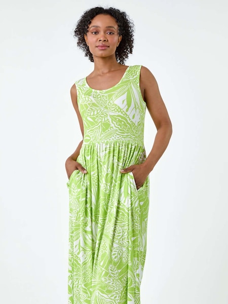 Roman Green Tropical Stretch Jersey Pocket Dress (E67210) | R$ 510