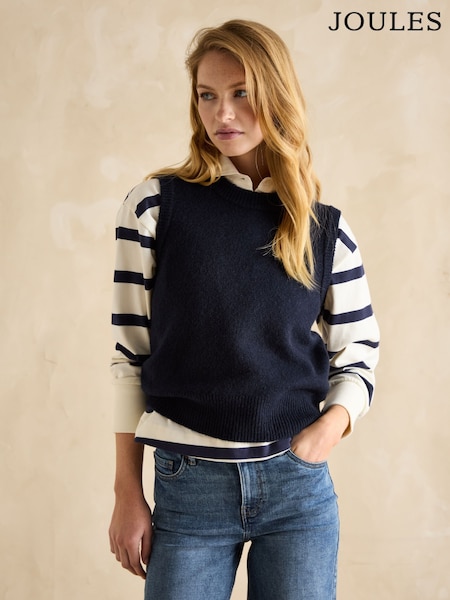 כחול כהה - Joules Holly Knitted Vest (E67251) | ‏201‏₪