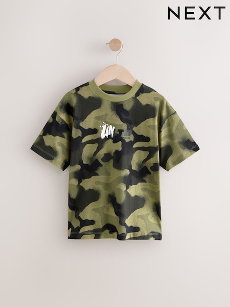 أخضر مموه - Relaxed Fit Short Sleeve T-Shirt (3-16yrs) (E67278) | ‏51 د.إ.‏ - ‏ 66‏ د.إ.