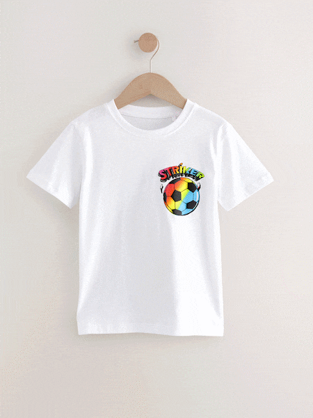 White Football Back Print Regular Fit Short Sleeve Graphic T-Shirt (3-16yrs) (E67280) | €12 - €17