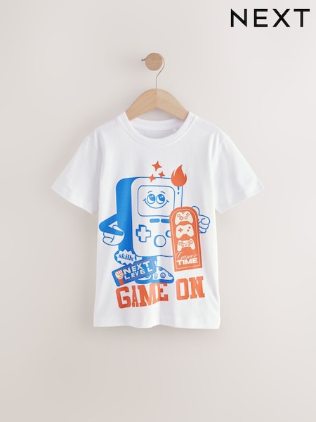 White Gaming Short Sleeves Graphic T-Shirt (3-16yrs) (E67282) | €7 - €10
