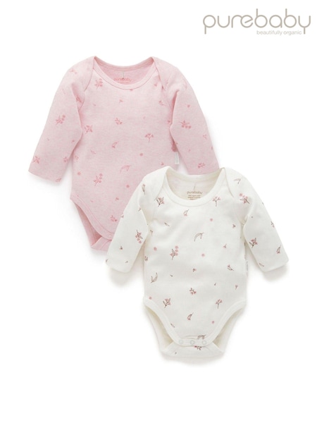 Rosa - Purebaby Long Sleeve Printed 100% Cotton Bodysuits 2 Pack (E67287) | 31 €