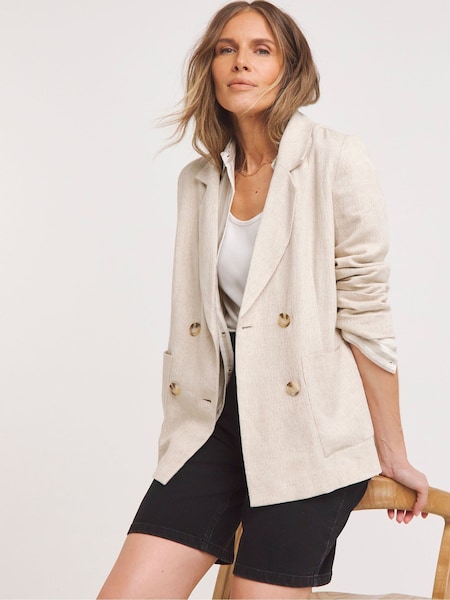 JD Williams Natural Linen Double Breasted Blazer (E67304) | €38