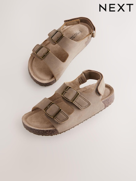 Neutral Standard Fit (F) Double Buckle Cushioned Footbed Sandals (E67314) | ₪67 - ₪88