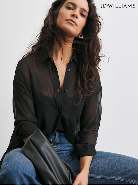 JD Williams Oversized Chiffon Black Shirt With Cami (E67321) | 151 LEI