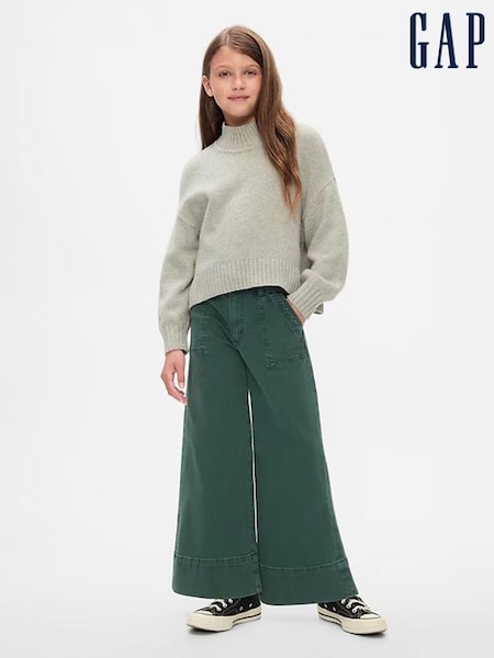 Gap Green High Waisted Wide Leg Ankle Jeans (5-13yrs) (E67396) | €17