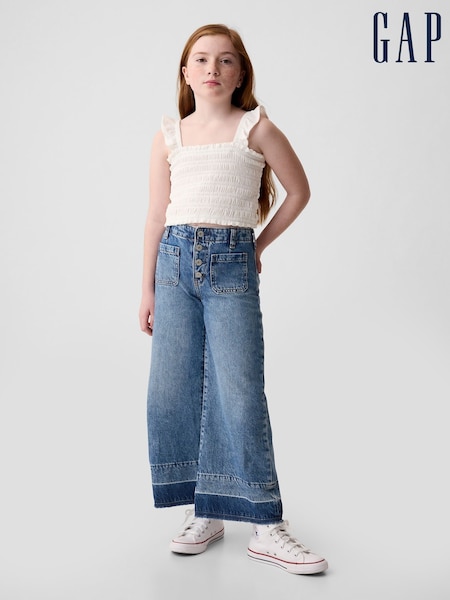 Gap Blue High Waisted Wide Leg Ankle Jeans (5-13yrs) (E67397) | €36