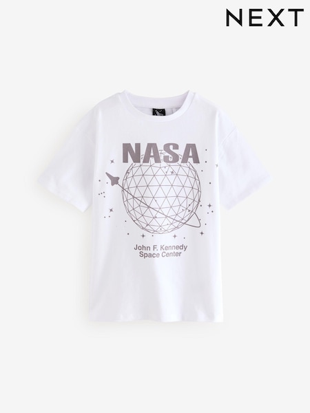 White Oversized NASA 100% Cotton T-Shirt (3-16yrs) (E67435) | 41 QAR - 58 QAR