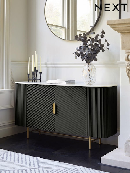 Black Valencia Marble Mango Wood Large Sideboard (E67470) | €1,225