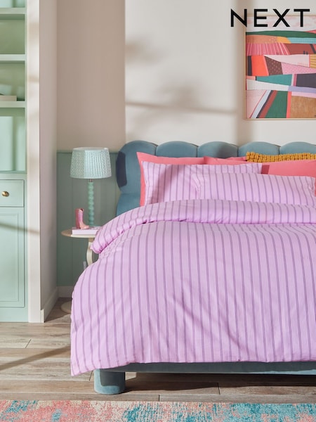 Pink 100% Cotton Stripe Duvet Cover and Pillowcase Set (E67500) | R322 - R806