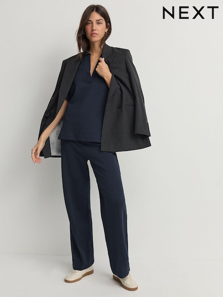 Navy Wide Leg Jersey Trousers (E67797) | €21