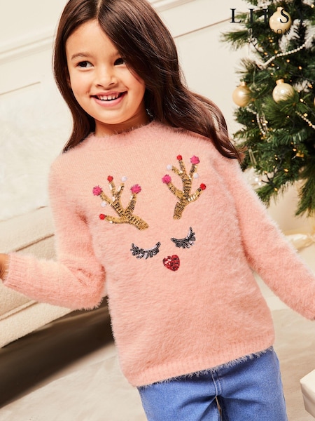 Lipsy Pink Mini Knitted Christmas Jumper (2-6yrs) (E67803) | €23 - €25