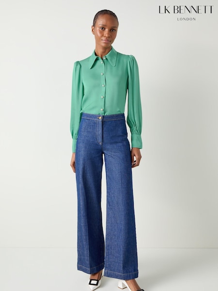 LK Bennett Light Green Sonya Satin Crepe Blouse (E67845) | €98