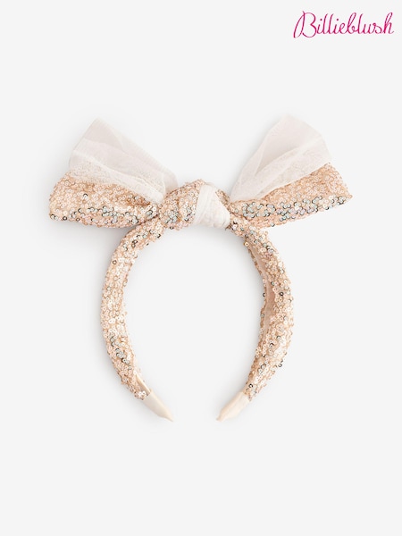 Billieblush Gold Sequin Party Occasion Bow Headband Accessory (E67877) | 89 LEI