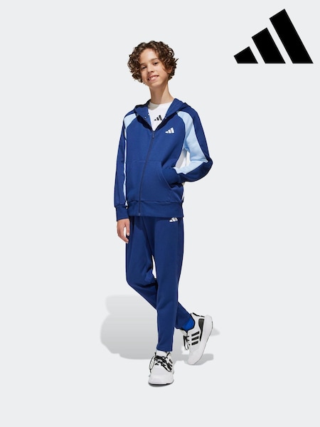 Sininen - adidas Color Block Fleece Verryttelypuku (E67879) | €71