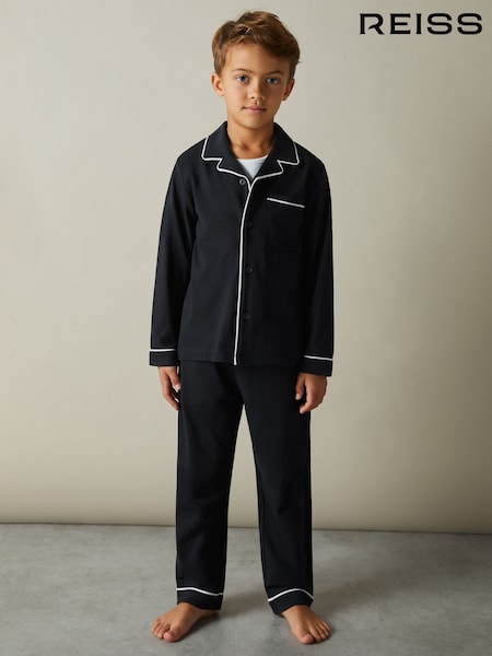 Reiss Myers Set Brushed-Cotton Piped-Trim Pyjamas Set (E67973) | €40