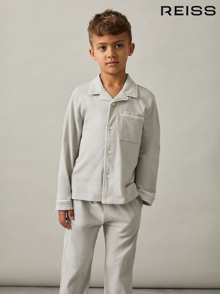 Reiss Myers Set Brushed-Cotton Piped-Trim Pyjamas Set (E67984) | €40