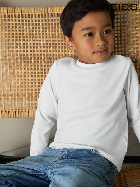 Reiss White Fort Cotton-Jersey Long-Sleeve T-Shirts 3 Pack (E67989) | AED202