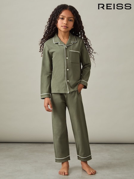 Reiss Myers Set Brushed-Cotton Piped-Trim Pyjamas Set (E67991) | €43