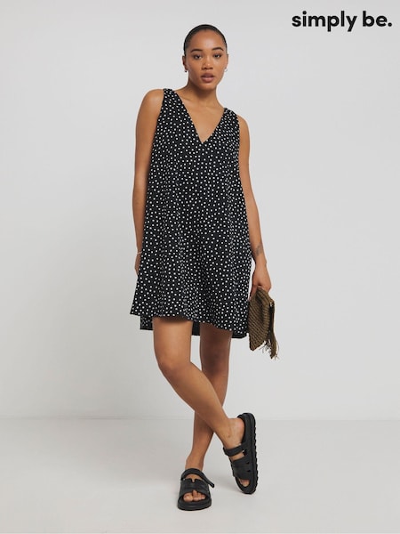 Simply Be Black Textured Jersey Smock Dress (E68098) | €20