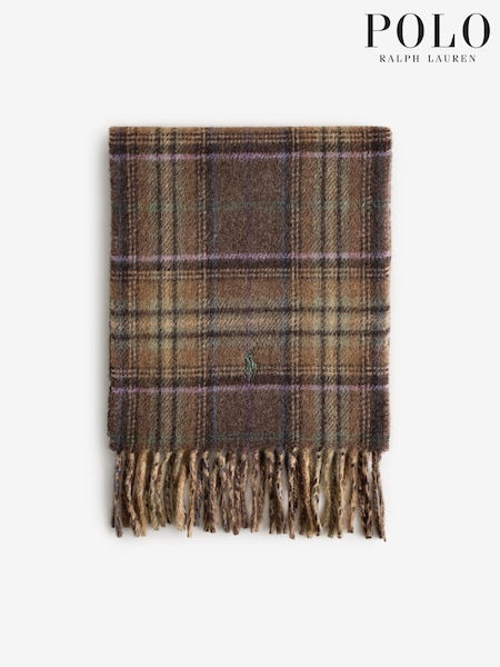 Maro - Polo Ralph Lauren Wool Blend Double Brown Eșarfă (E68103) | 438 LEI
