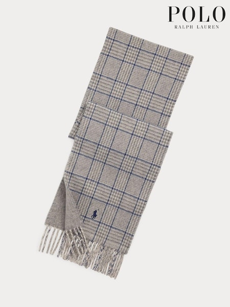 Серый - Polo Ralph Lauren Wool Blend Double Brown Scarf (E68108) | €69