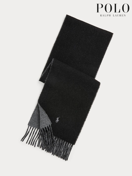 Черный - Polo Ralph Lauren Virgin Wool Blend Reversible Scarf (E68157) | €56