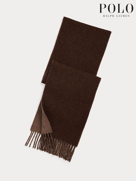 Коричневый - Polo Ralph Lauren Virgin Wool Blend Reversible Scarf (E68159) | €56