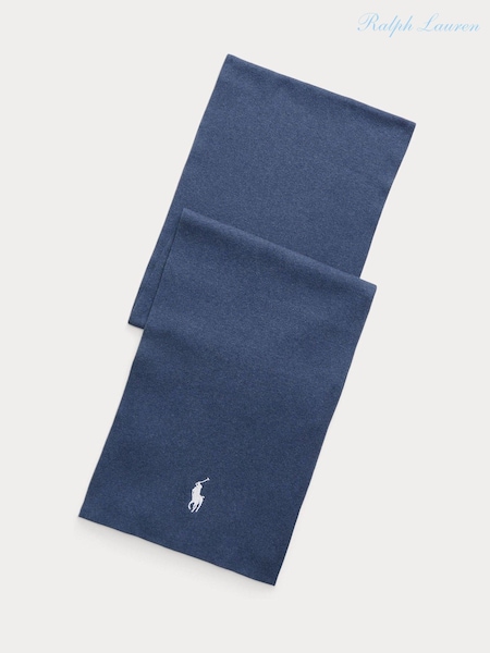 Albastru - Eșarfă din bumbac cu 100% Polo Ralph Lauren (E68162) | 330 LEI