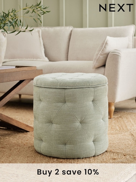 Soft Texture Sage Green Hartford Upholstered Storage Footstool (E68207) | €160