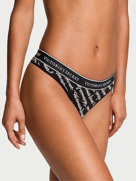 Victoria's Secret Black Script Thong Knickers (E68268) | €10.50