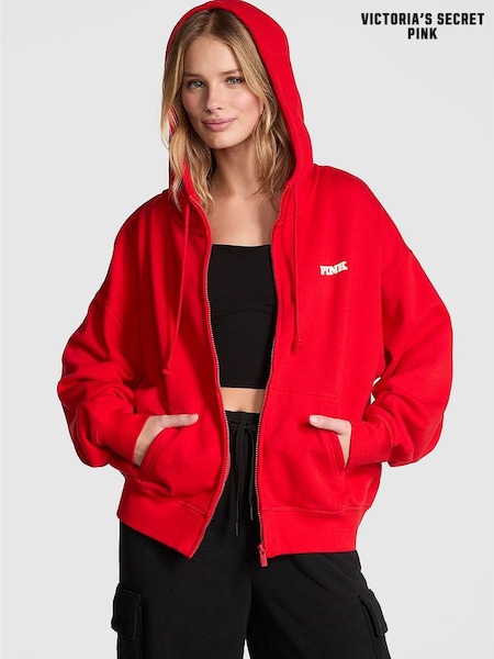Victoria's Secret PINK Vermillion Red Zip Up Hoodie (E68275) | €52