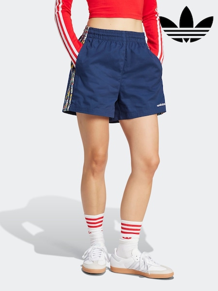adidas originals Blue Blue Liberty London 3 Stripe 100% Cotton Shorts (E68340) | ₪201