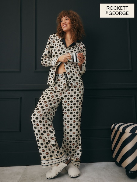 Rockett St George Black/White Satin Pyjama Set (E68395) | 292 QAR