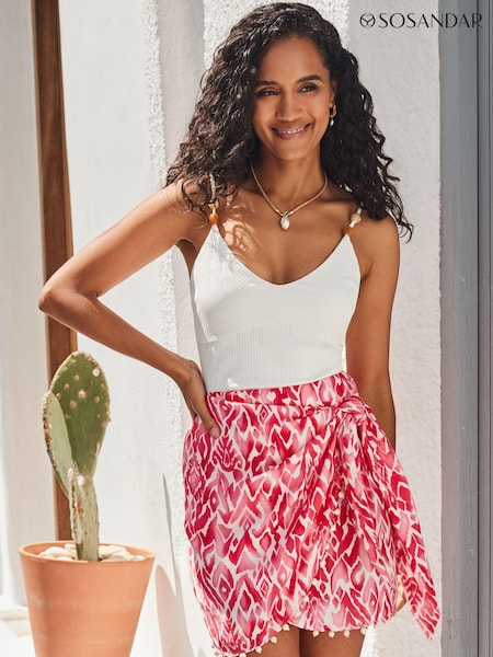 Sosandar Print Tie Side Wrap Skirt (E68470) | €71
