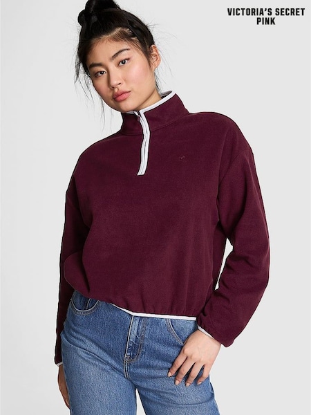 Victoria's Secret PINK Purple Rose Half Zip Fleece Sweatshirt (E68536) | €52