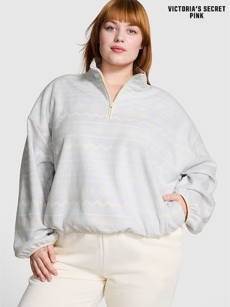 Victoria's Secret PINK Hydrangea Blue Half Zip Fleece Sweatshirt (E68538) | €25