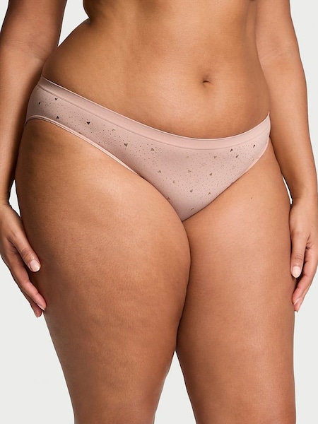 Victoria's Secret Pink Zinc Heart Foil Nude Bikini Knickers (E68539) | €10.50