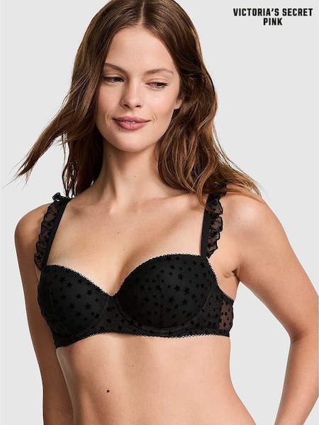 Victoria's Secret PINK Black Balcony Star Chaser Lace Bra (E68544) | €40