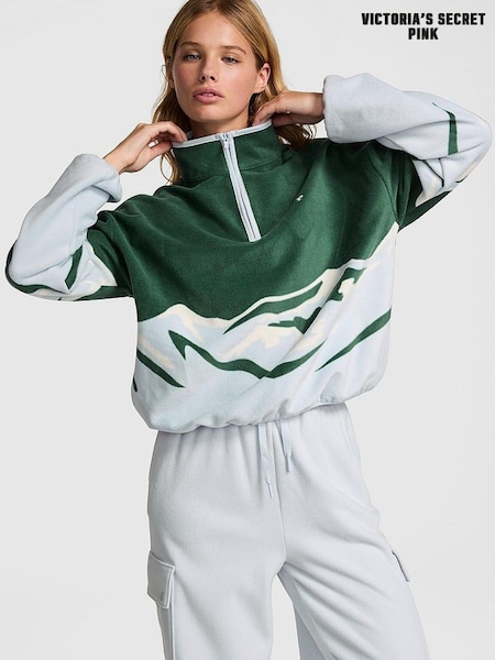 Victoria's Secret PINK Deep Forest Green Half Zip Fleece Sweatshirt (E68545) | €25