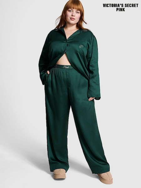 Victoria's Secret PINK Deep Forest Green Diamante Long Pyjama Set (E68555) | €68