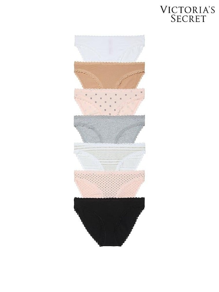 Victoria's Secret White/Nude/Pink/Black/Grey Bikini Logo 7 Pack Knickers (E68637) | €40